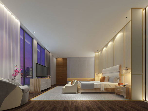 3d renderizado de habitación de hotel de lujo - Foto, Imagen