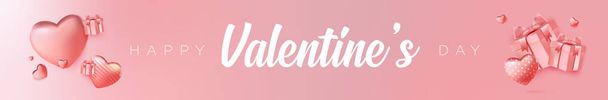 Cartel o pancarta del Día de San Valentín con muchos corazones dulces y sobre fondo rosado. Plantilla de promoción y compras o fondo para el concepto de Amor y Día de San Valentín. Ilustración vectorial eps 10 - Vector, Imagen