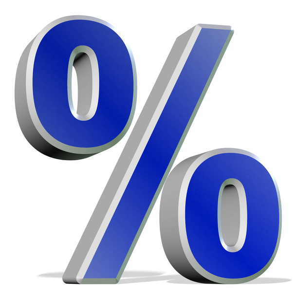 Symbool voor percentage tegen witte achtergrond, 3D illustratie - Foto, afbeelding