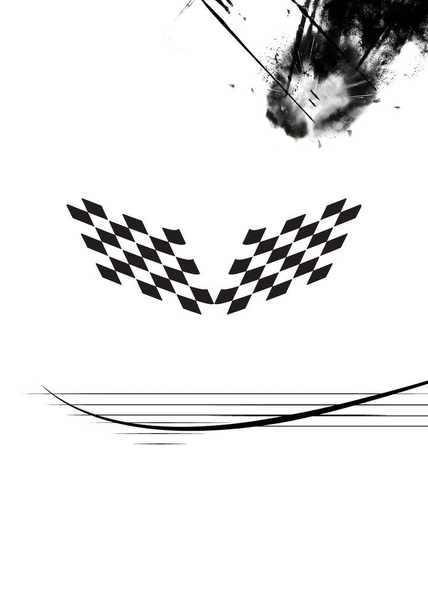 blanco y negro a cuadros bandera de carreras fresco sobre un fondo blanco  - Foto, Imagen