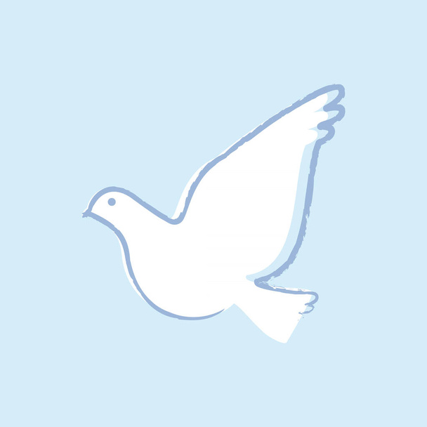 White and blue dove. Vector illustration, flat design - Vector, Image