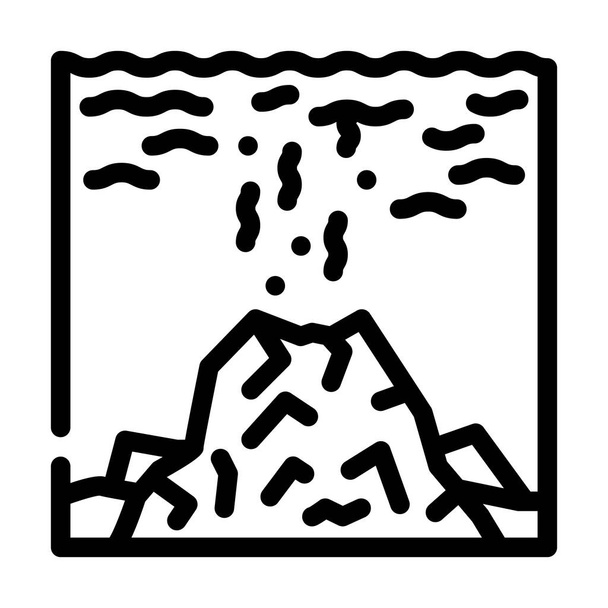 vulcão sob vetor ícone de linha de água. vulcão sob sinal de água. contorno isolado símbolo ilustração preta - Vetor, Imagem