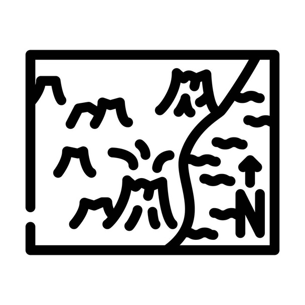 mapa vulcânico vetor ícone de linha. sinal de mapa vulcânico. contorno isolado símbolo ilustração preta - Vetor, Imagem