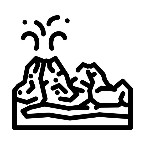 valle de volcanes línea icono vector. valle de volcanes signo. contorno aislado símbolo negro ilustración - Vector, Imagen