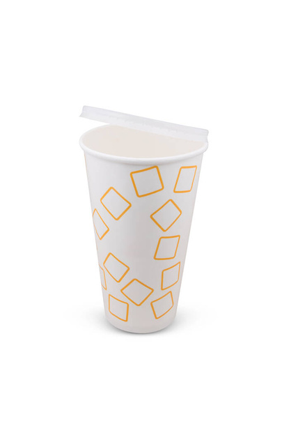 Copo descartável para bebidas com palha Isolado no fundo branco - Foto, Imagem