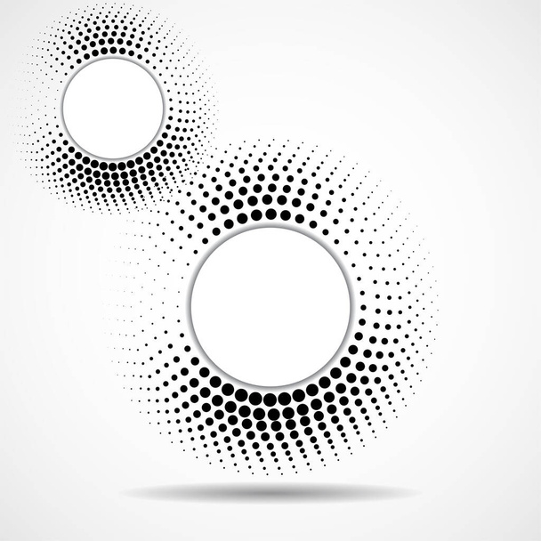 Abstract dotted circles, logo inside with shadow. Dots in circular form. Halftone effect, design element. Vector - Vektor, kép