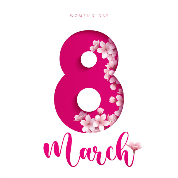 March 8 women's day design. Women's day vector concept design for international woman celebration.Vector illustration. Place for text. Figure eight for greeting card, flyer or brochure template. - Vector, Image
