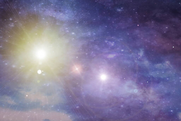 éjszaka csillagos ég világegyetem kozmikus bolygó fény fáklyák tejszerű út visszaverődés galaxis tér köd  - Fotó, kép