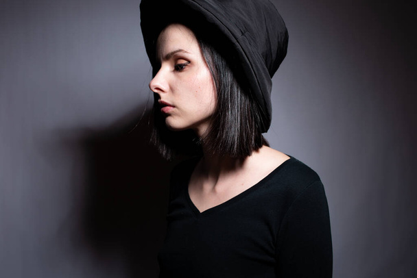 woman in black panama hat - Foto, imagen