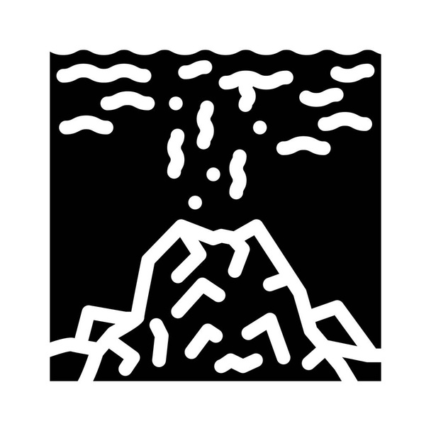vulcano subacqueo vettore icona glifo. vulcano sotto il segno dell'acqua. isolata contorno simbolo nero illustrazione - Vettoriali, immagini