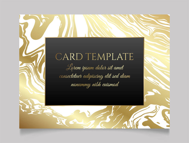 Golden and white shiny glowing blank frame. Gold paint marble swirls metal luxury blank border. Vector background illustration template. - Διάνυσμα, εικόνα