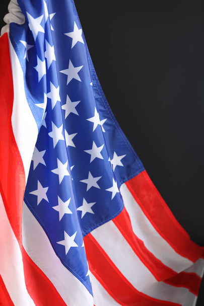 National flag of America on black background. Memorial day celebration - Fotó, kép