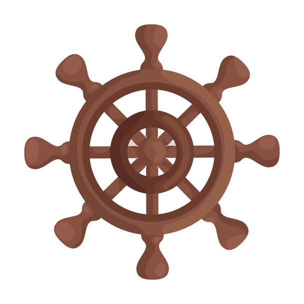 Ship wheel cartoon vector of icon.Cartoon vector icon helm of ship. Isolated illustration of wheel boat on white background. - Vector, Image