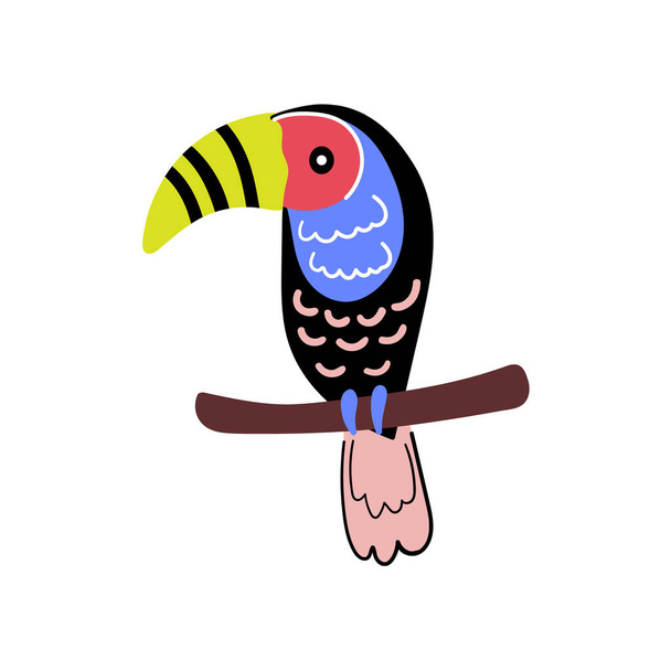 Astratto disegnato a mano toucan uccello vettore ilustrazione - Vettoriali, immagini
