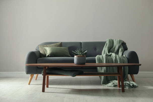 Stylish comfortable sofa in room. Interior design - Foto, Bild