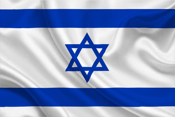 3D Flag of Israel on wrinkled fabric. - Foto, Imagem