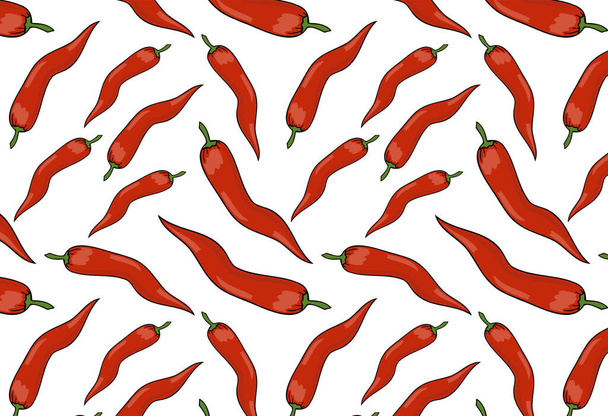Naadloze vector patroon met rode paprika 's - Vector, afbeelding