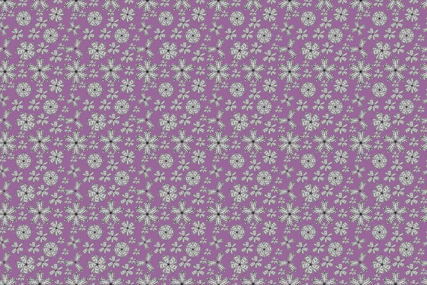 seamless pano raster pattern with white doodles flowers. Pink. - Photo, Image