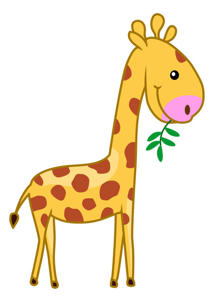 Cartoon giraffe stick figure illustration vector isolated on white background - Vector, Image