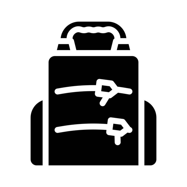 Sırt çantası simge simgesi vektörü. Sırt çantası beslenme çantası tabelası. izole edilmiş çizgi simgesi siyah illüstrasyon - Vektör, Görsel