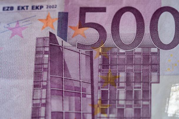 500ユーロ紙幣のマクロショット - 写真・画像