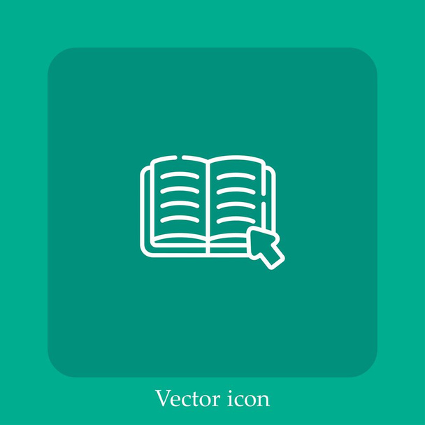libro icono vectorial icon.Line lineal con carrera editable - Vector, Imagen