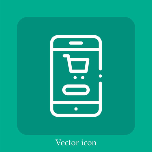 icono de vector de compras en línea icon.Line lineal con carrera editable - Vector, imagen