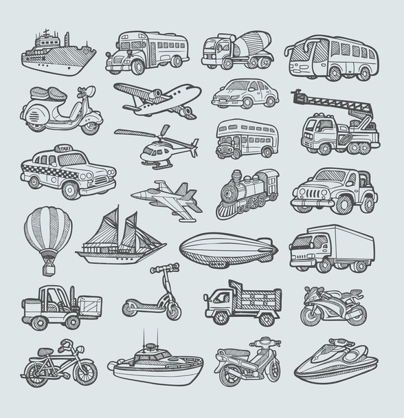 Transportation Icons Sketch - Vector, afbeelding