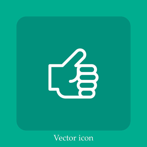 duim omhoog vector pictogram lineair icon.Line met bewerkbare slag - Vector, afbeelding