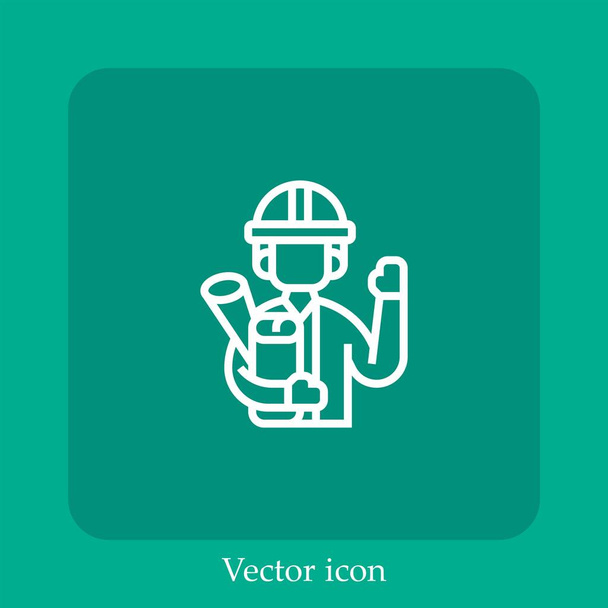 ícone vetorial engenheiro linear icon.Line com curso editável - Vetor, Imagem