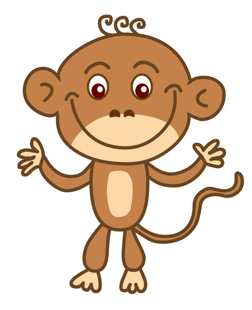 Ευτυχής εικονογράφηση διάνυσμα κινουμένων σχεδίων μαϊμού απομονώνονται σε λευκό φόντο - Διάνυσμα, εικόνα