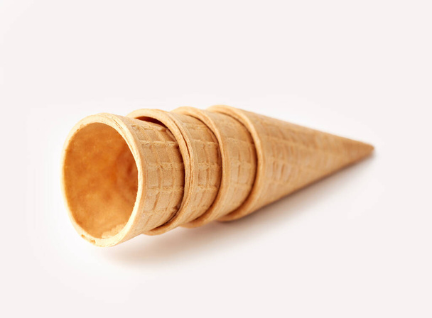 waffle ice cream cone isolated on white background - Foto, Imagen