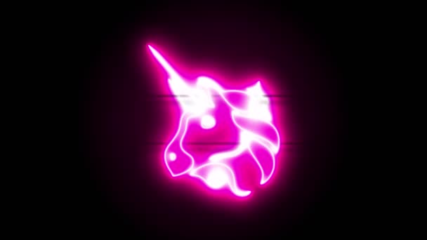 El icono de Neon Uniswap aparece en el centro y desaparece después de algún tiempo. Animación de bucle de neón símbolo criptomoneda - Imágenes, Vídeo
