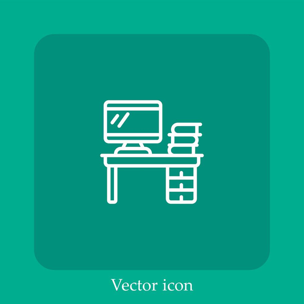 icona vettoriale ufficio icon.Line lineare con ictus modificabile - Vettoriali, immagini