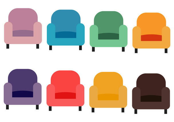 συλλογή από σχέδια καναπέ με διάφορα φωτεινά και όμορφα χρώματα - Διάνυσμα, εικόνα