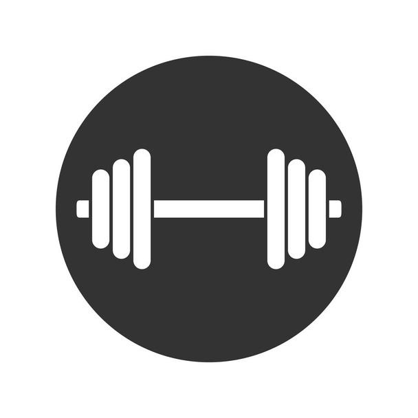 Grafická ikona zvonku. Znak činky v kruhu izolovaný na bílém pozadí. Symbol tělocvičny. Vektorová ilustrace - Vektor, obrázek