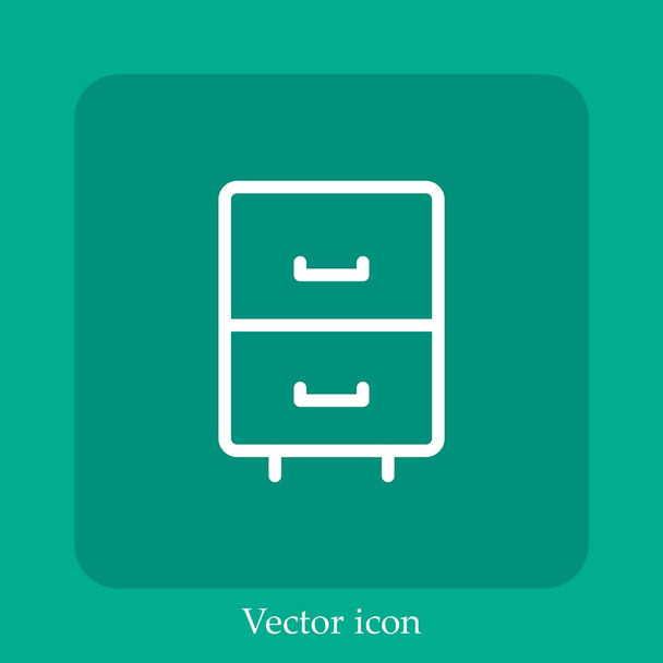 ícone linear do vetor da gaveta do armário icon.Line com curso editável - Vetor, Imagem