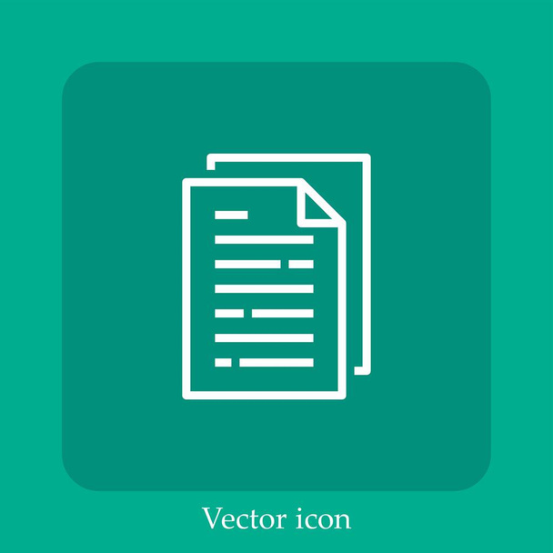 ícone vetorial documento linear icon.Line com curso editável - Vetor, Imagem