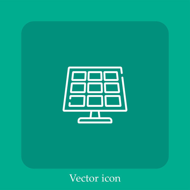 icône vectorielle panneau solaire icône linéaire.Ligne avec course modifiable - Vecteur, image