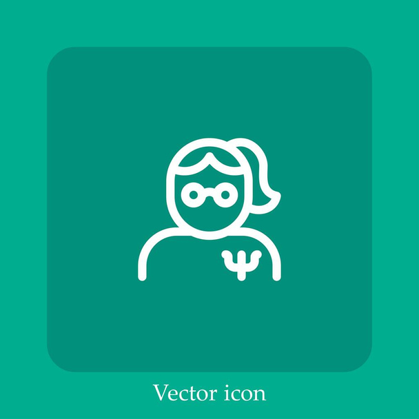 ícone vetor psicólogo linear icon.Line com curso Editável - Vetor, Imagem