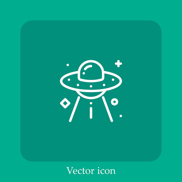 ícone vetorial ufo linear icon.Line com curso Editável - Vetor, Imagem