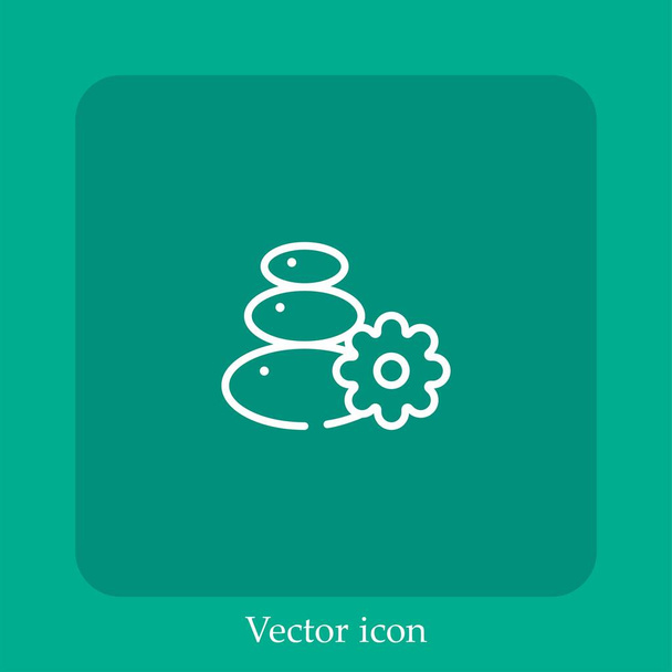 горячие камни вектор значок linear icon.Line с редактируемым штрихом - Вектор,изображение