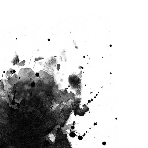 Watercolor background for textures. Abstract watercolor background. Spray paint, ink stains on the paper. Black, monochrome texture - 写真・画像