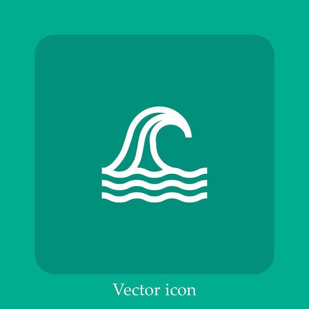 wave vector pictogram lineair icon.Line met bewerkbare slag - Vector, afbeelding