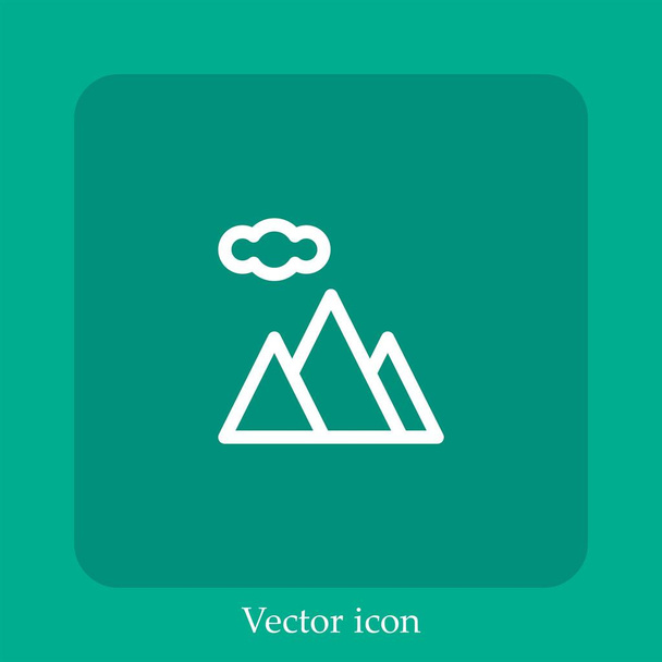 mountains vector icon linear icon.Line with Editable stroke - Vector, Image