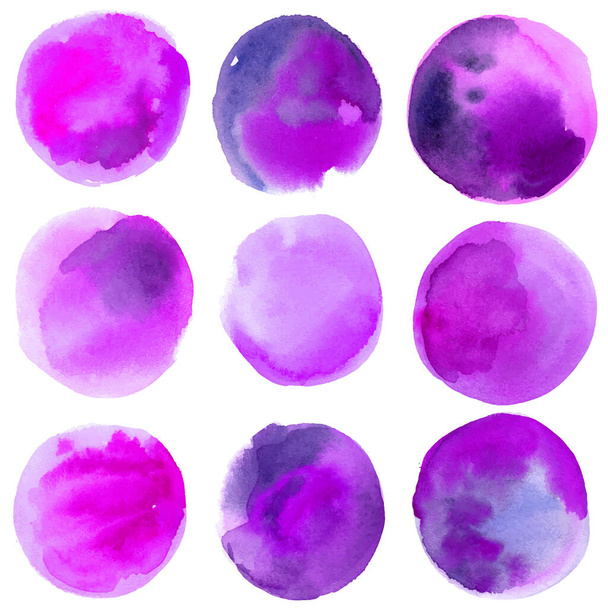 Set of watercolor blobs, isolated on white background. Vector illustration - Wektor, obraz
