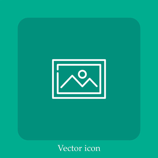 fotó vektor ikon lineáris ikon.Line szerkeszthető stroke - Vektor, kép