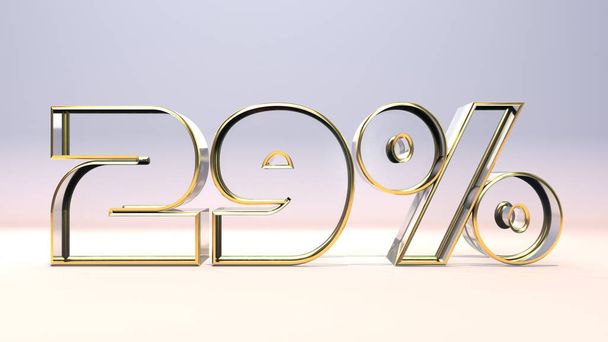 29% 3d materiale di vetro circondato da una cornice dorata, sconto concetto di business 3d rendering illustrazione - Foto, immagini