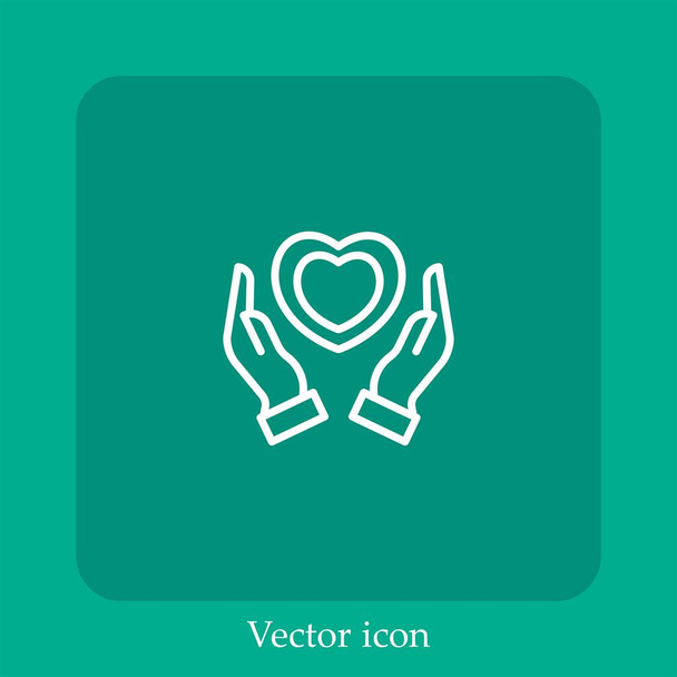 seguro médico icono vector icon.Line lineal con accidente cerebrovascular Editable - Vector, Imagen