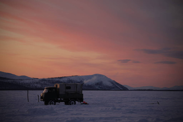 Winter fishing northern route east russia - Photo, image